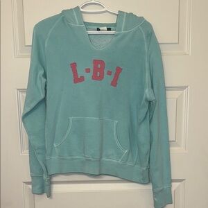 Women's Long Beach Island Hoodie with Pink Lettering
